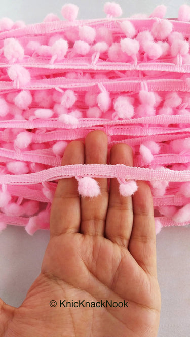 Pink Pom Pom Fringe Trim, Pompom Trimming, Tassels